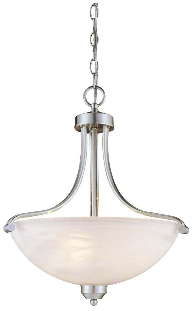 Minka Lavery Brushed Nickel Pendant Chandelier 18" Wide Modern Etched Marble Glass Shade for Dining Room House Foyer Entryway