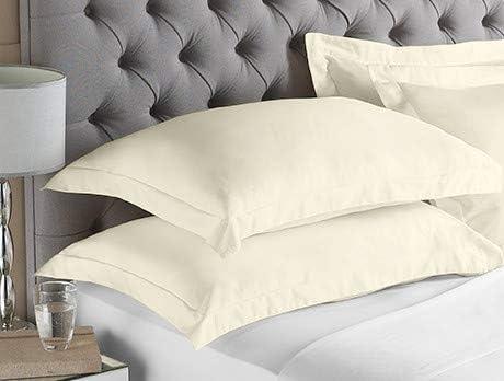 Cotton Delight Standard Pillow Shams Set of 2 - Ivory 100% Natural Cotton, 600 Thread Count Premium Covers With 2 Inch Flange, 20 x 26 Inch