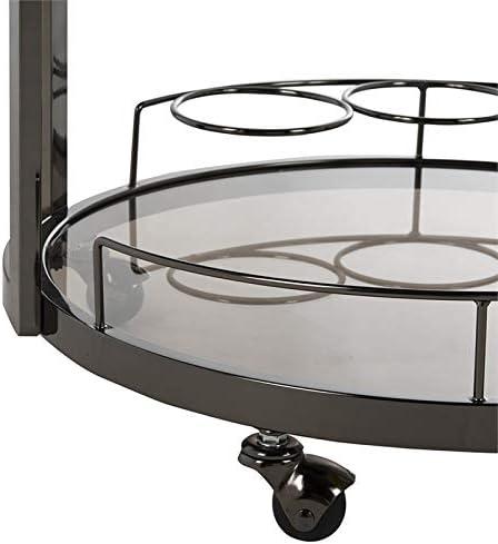 Rio 3 Tier Round Bar Cart - BCT8002B - Black Nickel/Tea - Safavieh