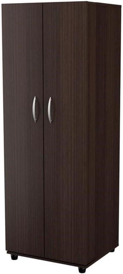 Inval 2-Door 4-Shelf Laminate Kitchen Pantry Cabinet 24"W, Espresso