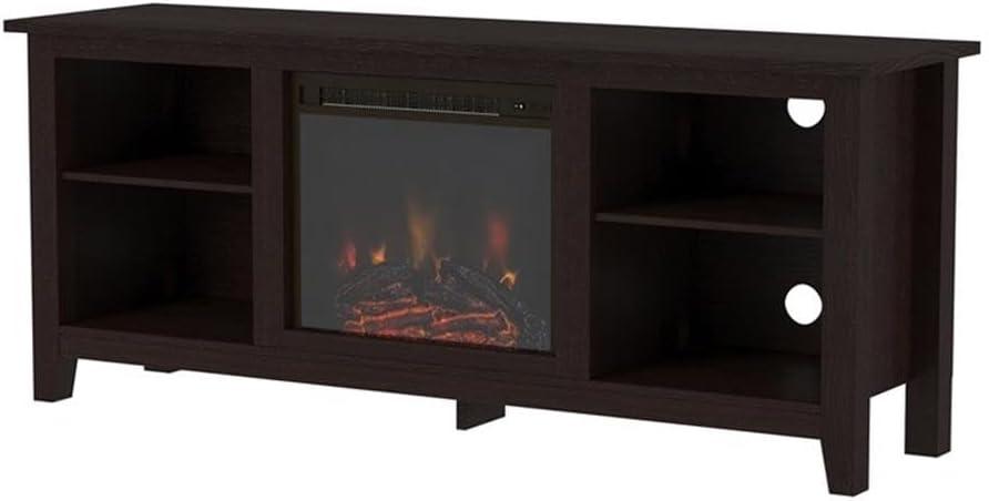Walker Edison Traditional Fireplace TV Stand for TVs Up to 64" - Black