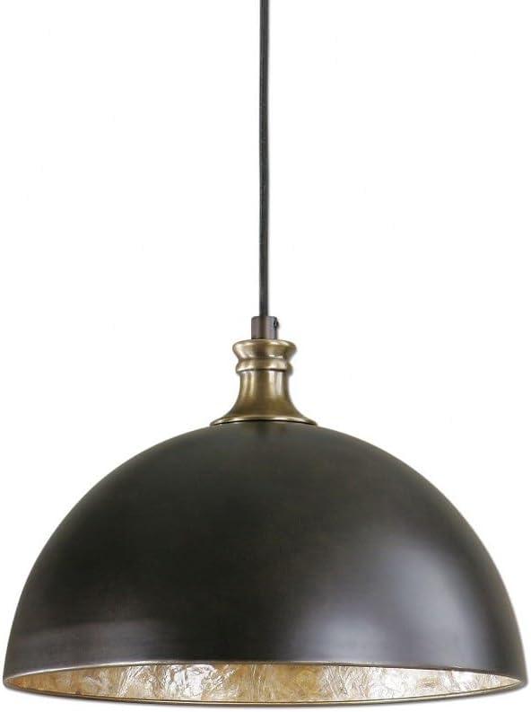 Bronze and Glass Contemporary Bowl Pendant Light