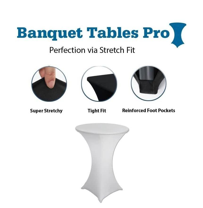 30 x 42 White Stretch Spandex Highboy Cocktail Cover -by Banquet Tables Pro