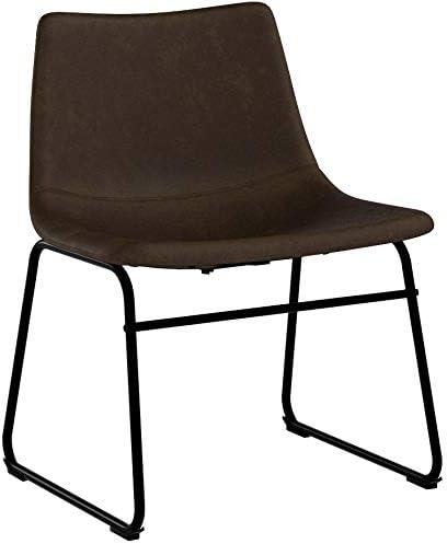 Walker Edison Full Back Faux Leather Dining Chair, Set of 2, Brown