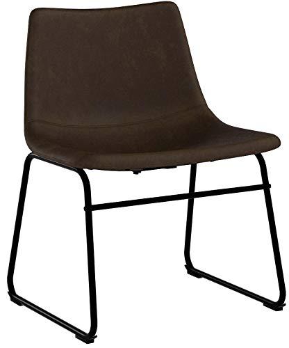 Walker Edison Full Back Faux Leather Dining Chair, Set of 2, Brown