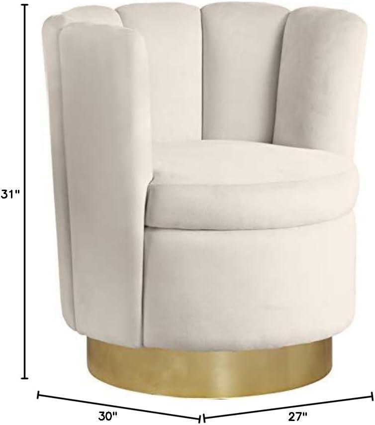 Meridian Furniture Lily Cream Velvet Swivel Accent Chair