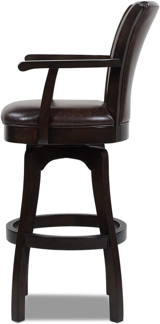 Williams 31" Swivel Bar Stool with Armrests Vintage Brown Faux Leather