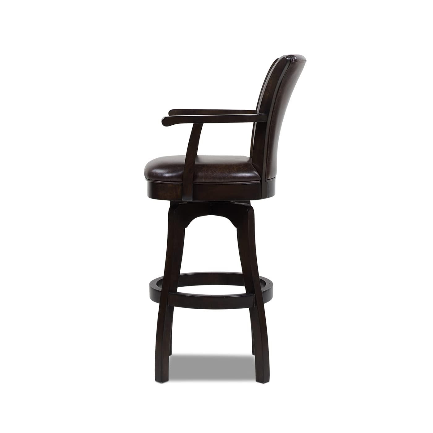 Williams 31" Swivel Bar Stool with Armrests Vintage Brown Faux Leather