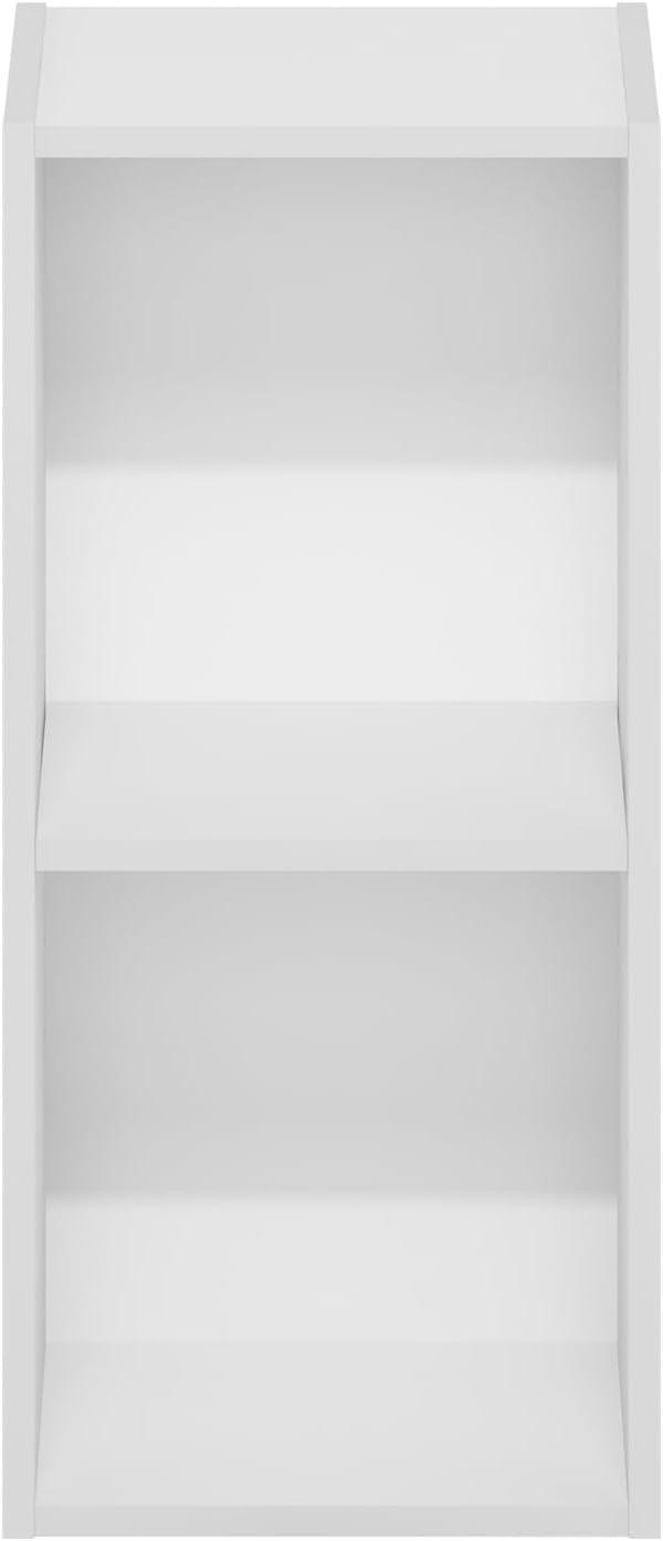 Furinno Fulda 2-Tier Space Saving Storage Shelf Bookcase, 10-Inch Width, White