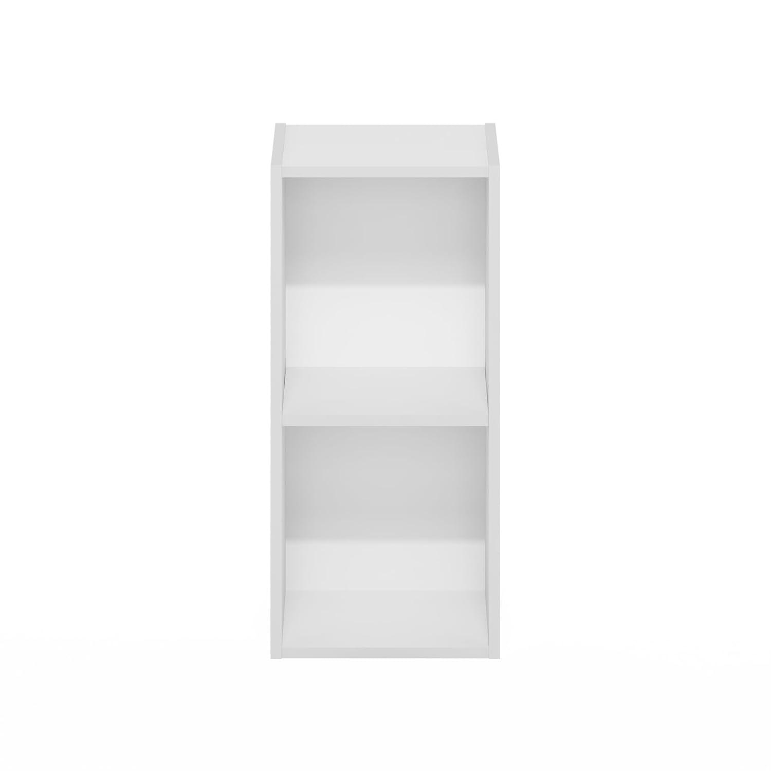 Furinno Fulda 2-Tier Space Saving Storage Shelf Bookcase, 10-Inch Width, White