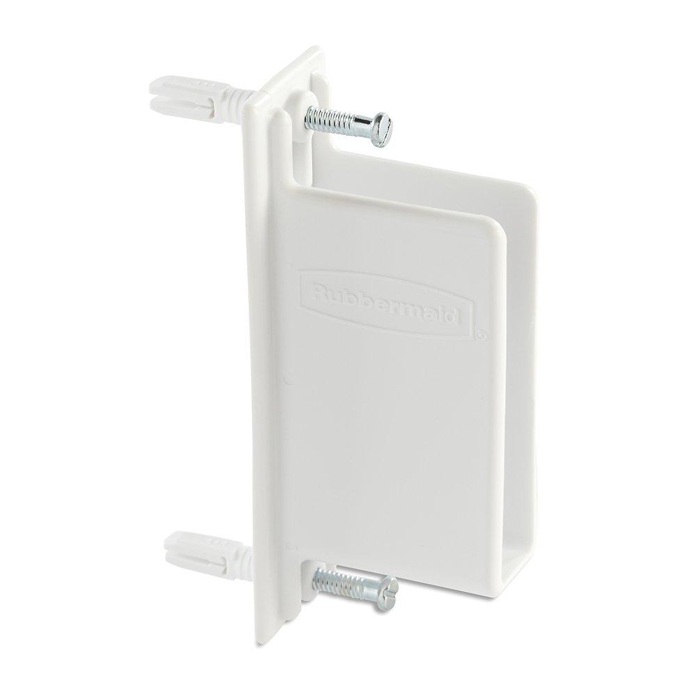 Rubbermaid 3D68-LW-WHT Free Slide Fast Set Wall End Bracket, White