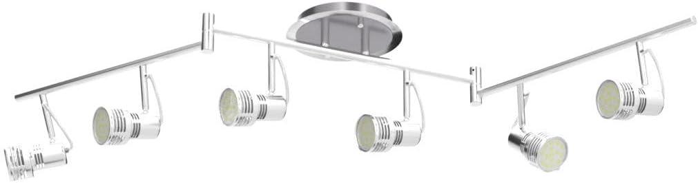 Depuley 6-Light Modern LED Track Ceiling Spotlight, Directional Flush Mount Foldable Ceiling Track Light Kit Rotatable Heads and Swing Arms for Living Room Kitchen Dining, GU10 Bulb Include