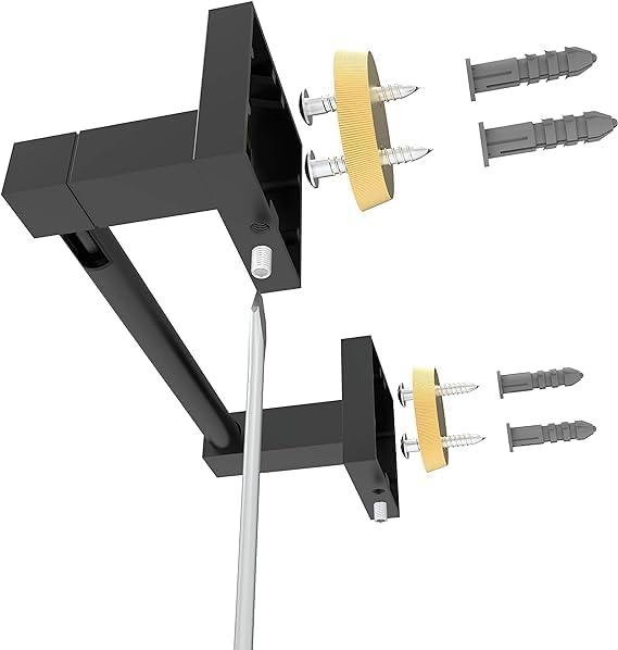 Double Post Pivoting Modern Square Toilet Paper Holder by RUACQ, Matte Black, Wall Mounted