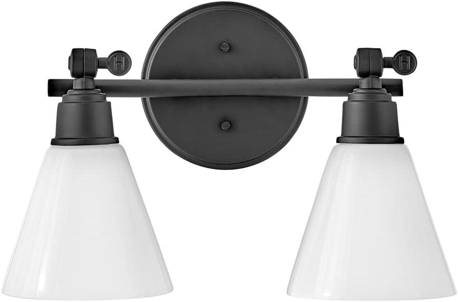 Arti 16-in Adjustable Two Light Bath Vanity with Cased Opal Shade