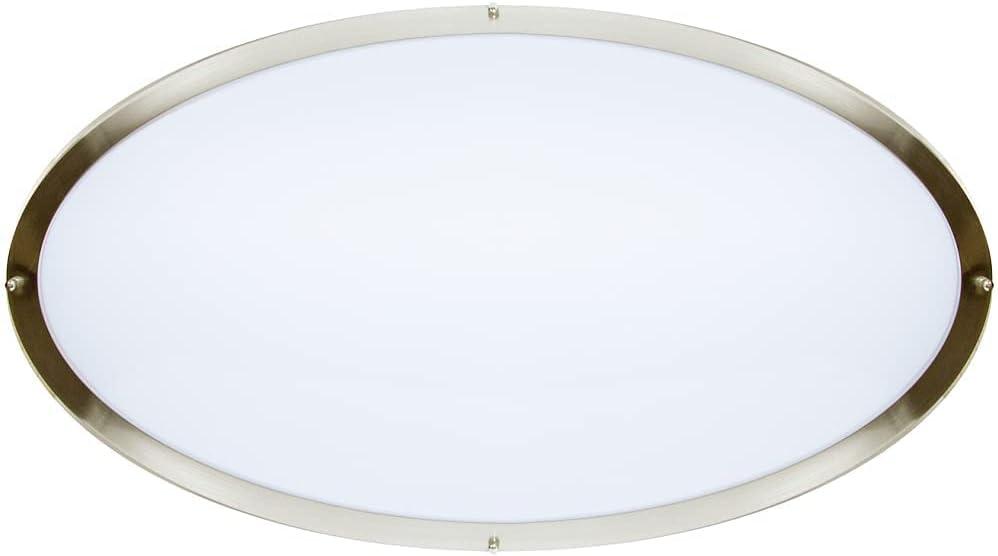 Elegant 32" Satin Nickel Oval LED Ceiling Light, Dimmable & Color Selectable