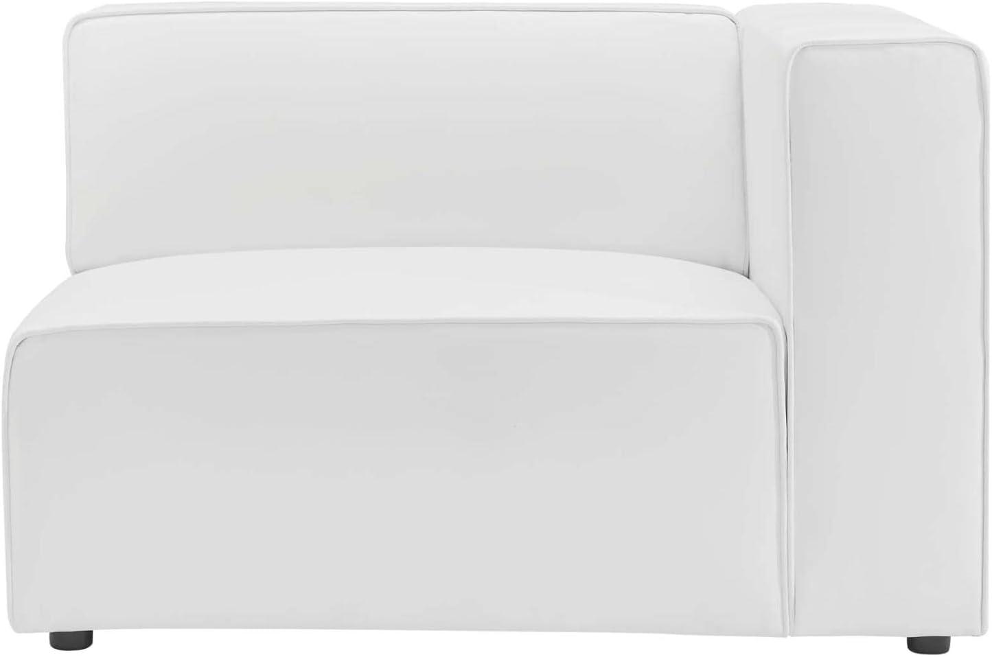 Modway Mingle Vegan Leather Right Armchair White: Modern Faux Leather, No Assembly, Wood Frame