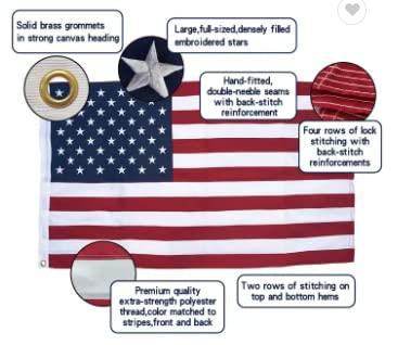 American flag USA flag 3x5FT-Embroidered Stars Flag Double Stitched Sewn Stripes Outdoors Indoors Heavy Duty flag Brass Grommets Banner