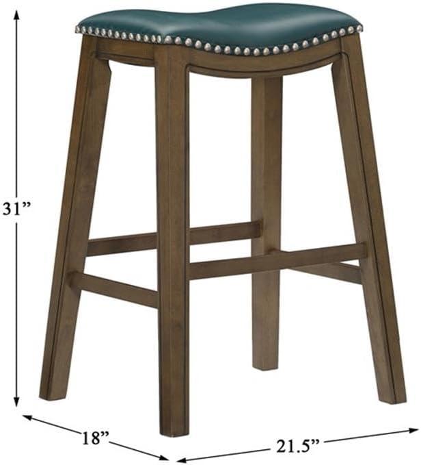 Contemporary Green Saddle-Style Wood Pub Stool 31''