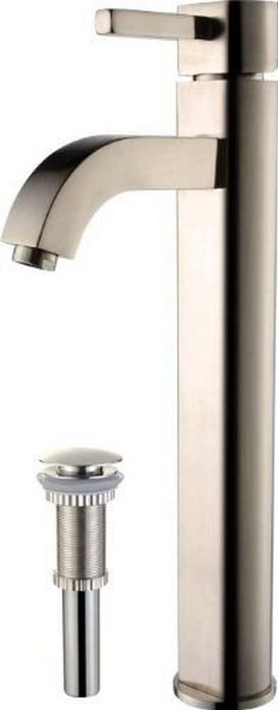 Kraus Ramus Vessel Mixer Single-Handle Bathroom Faucet with Matching Pop-Up Drain