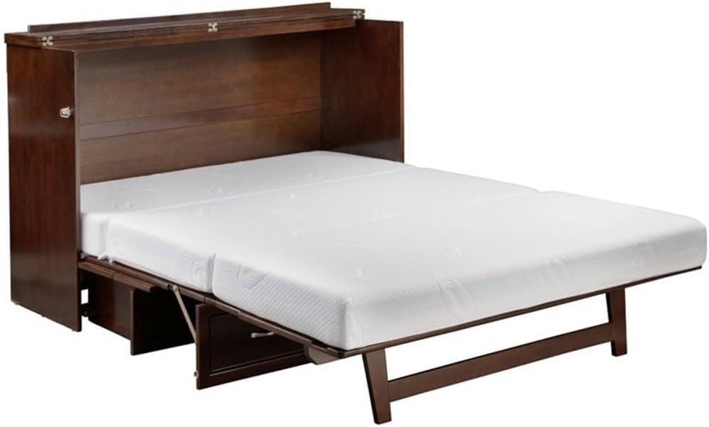 Queen Deerfield Murphy Bed Chest with Charging Station Walnut - AFI: Space-Saving Design, No Box Spring Needed