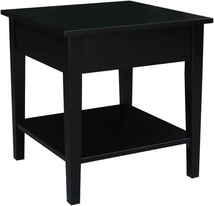International Concepts Spencer End Table Black: Modern Square Design, Hardwood Frame, 24x24 Size, Spot Clean