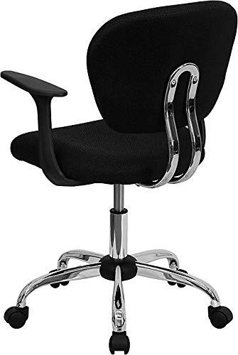 Flash Furniture Beverly Mid-Back Black Mesh Padded Swivel Task Office Chair with Chrome Base and Arms