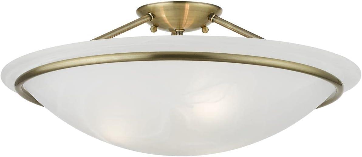 Livex Lighting Newburgh 3 - Light Semi-Flush Mount in  Antique Brass