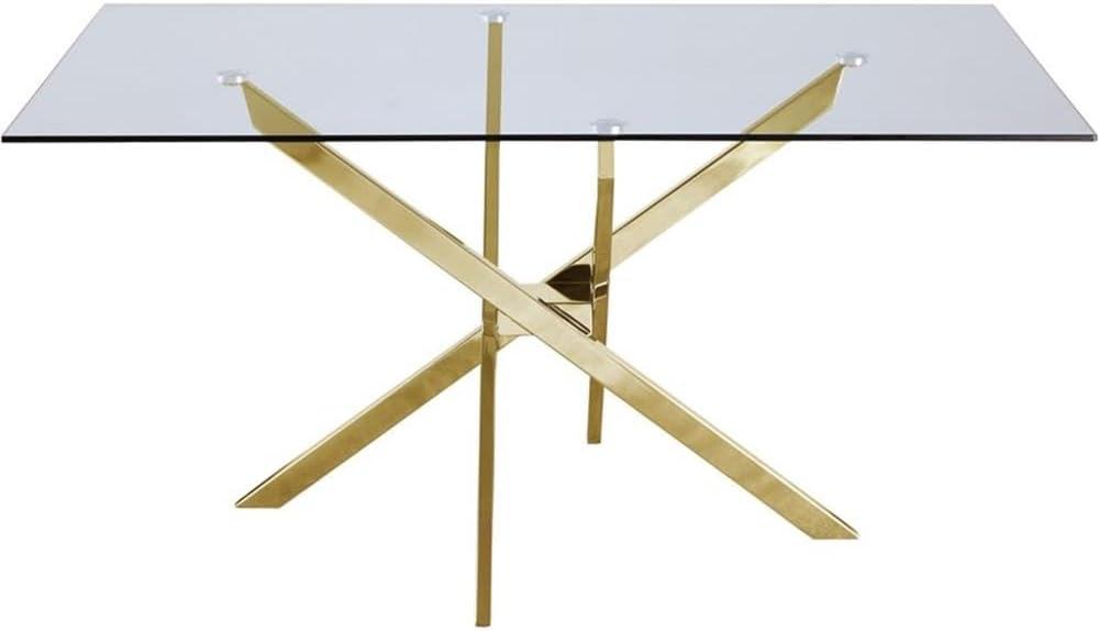 Meridian Furniture Yellow Xander Contemporary Glass Dining Table