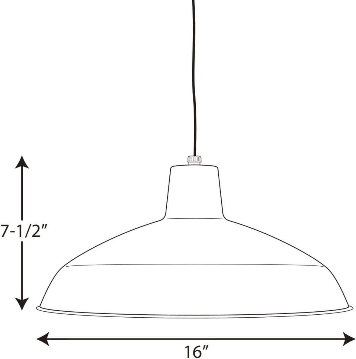 Progress Lighting, Sanabria, 1-Light, Pendant, Matte Black, Spun Metal Shade