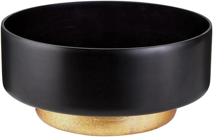 47th & Main Modern Decorative Glass Bowl Home Décor for Table, 8" Dia x 3.75" H, Black/Gold