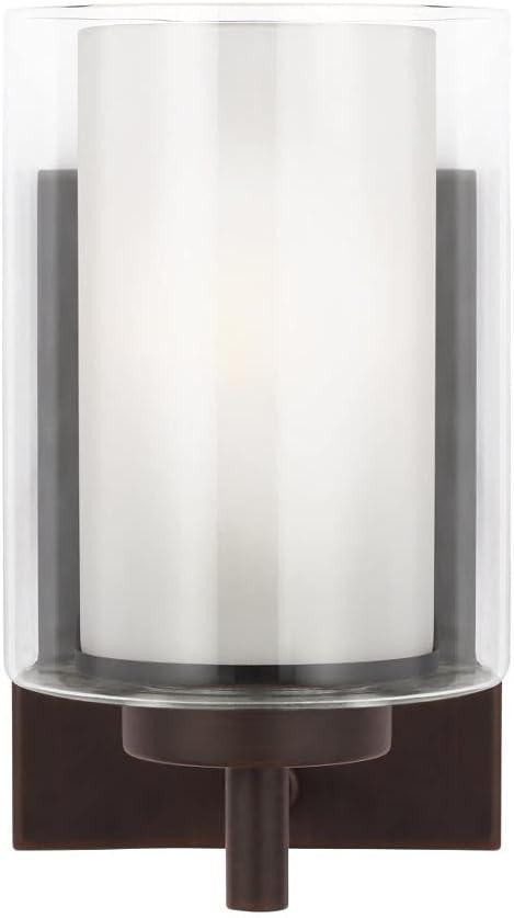 Elmwood Park Bronze Dimmable Vanity Wall Sconce with Clear Glass