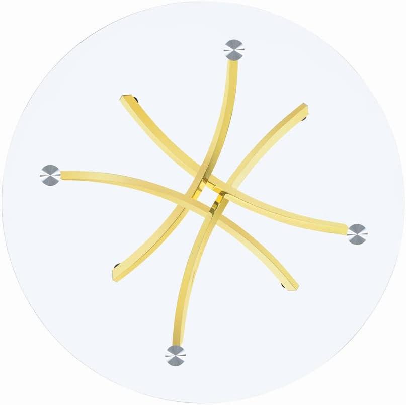 Beckham Round Dining Table Brass and Clear