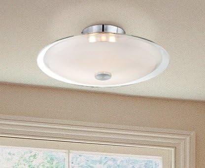 Possini Euro Design Modern Ceiling Light Semi Flush Mount Fixture 15" Wide Chrome 3-Light Clear Frosted Glass Disk for Bedroom Living Room Hallway