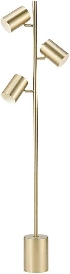 Pratt 63" Matte Soft Gold 3-Light Metal Floor Lamp with Black Shades