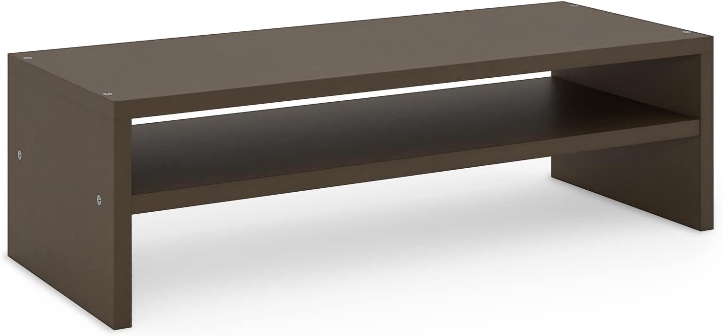 Walnut 2-Tier Ergonomic Monitor Stand with Storage