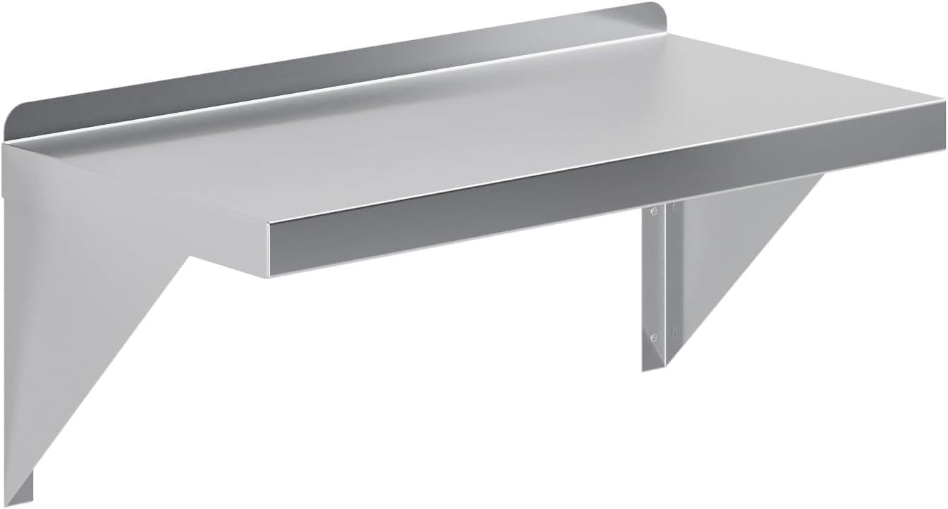 16" Stainless Steel Wall Shelf with Rounded Edge