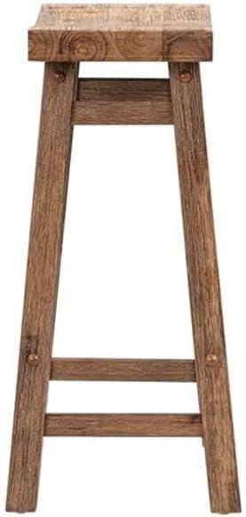 Set of 2 24" Sonoma Saddle Counter Height Barstool Barnwood Wire Brush - Boraam: Rustic Farmhouse, Footrest, Wood Frame