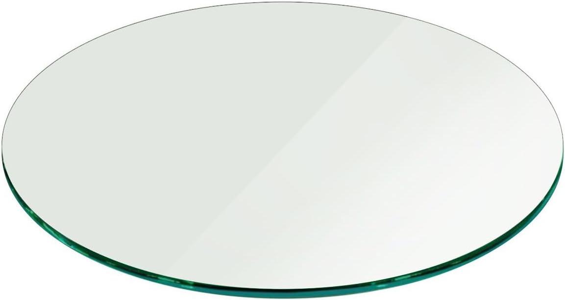 Fab Glass and Mirror Round 0.37 in. Thick Pencil Polish Tempered Glass Table Top