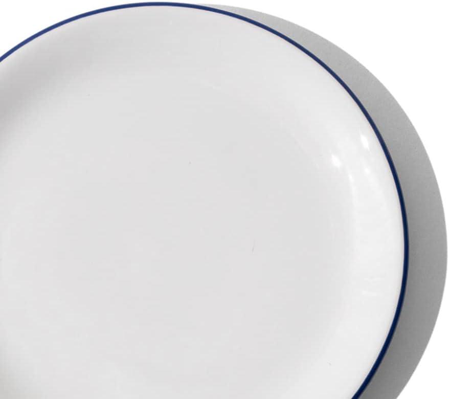 Made In Cookware - Set of 4 - Bread and Butter Plates - White With Navy Rim - Porcelain - Made in England