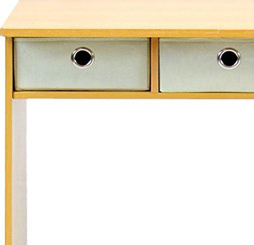 Beech and Ivory Compact Computer Desk with Drawers