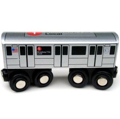 MUNI PALS Munipals New York City Subway Wooden Railway (A Division/IRT) 7 Train/Flushing Express–Child Safe and Tested Wood Toy Train