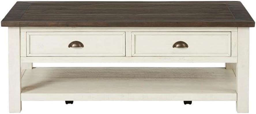 Martin Svensson Home Monterey 50" Coffee Table, Cream White and Brown