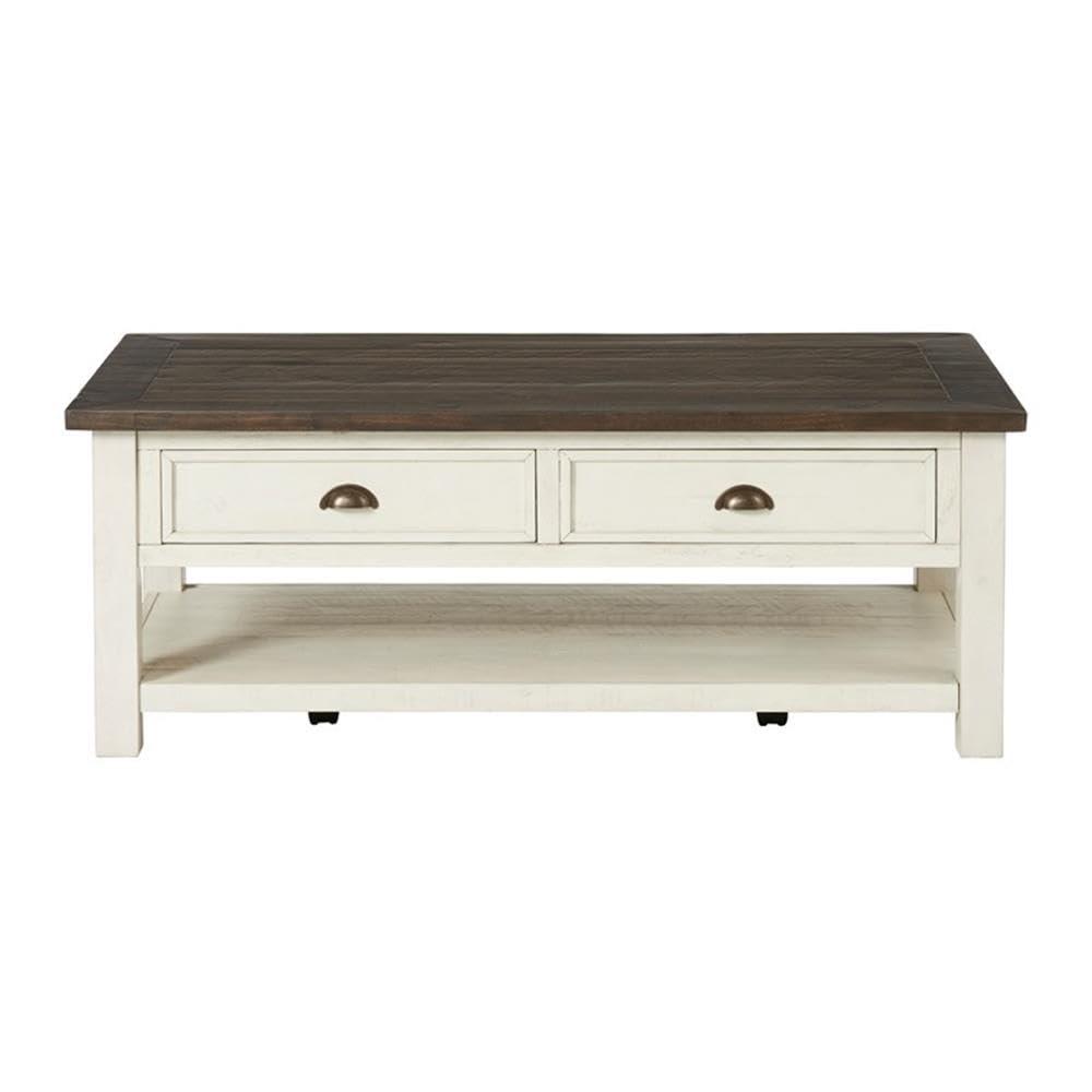 Martin Svensson Home Monterey 50" Coffee Table, Cream White and Brown