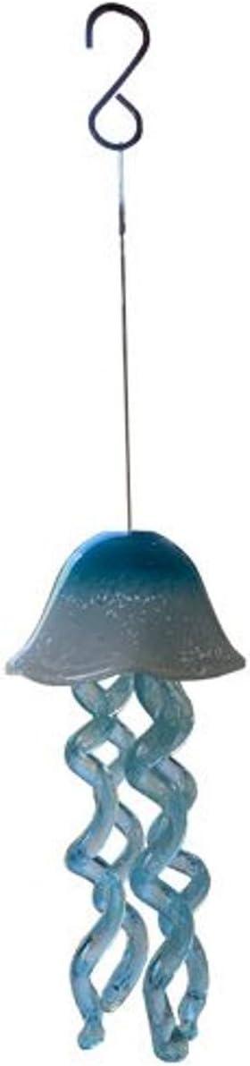 20-Inch Blue and Teal Glass Jellyfish Wind Chime