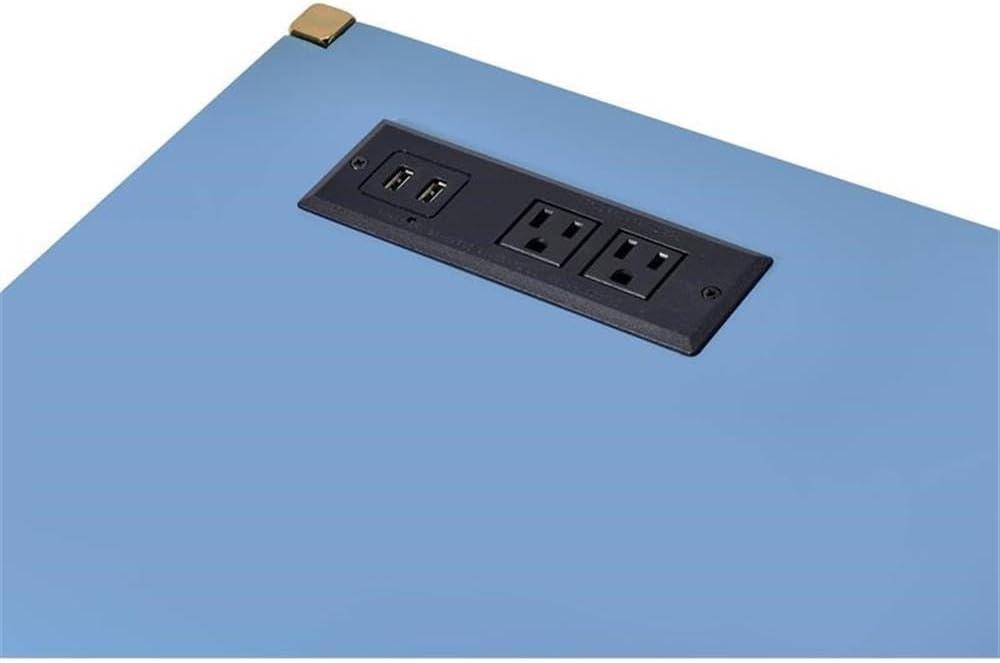 42" Midriaks Writing Desk Navy Blue/Gold Finish - Acme Furniture: Chic Office Furniture with USB Ports