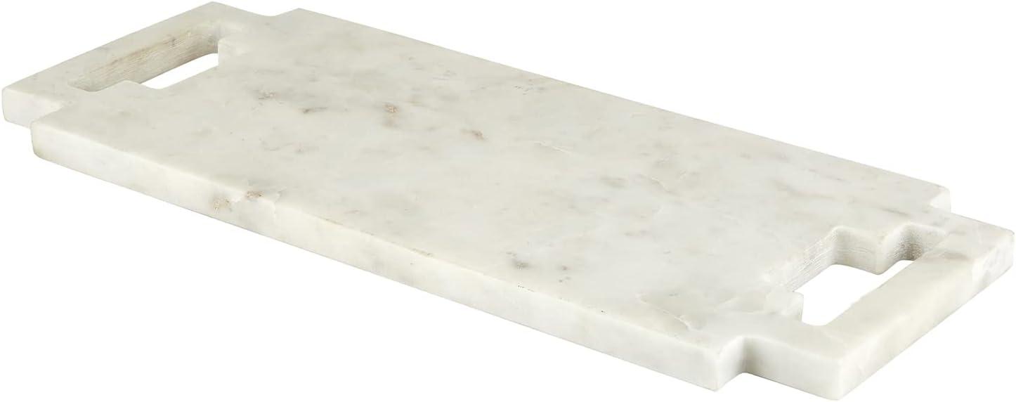 White Rectangular Marble Serving Board with Handles