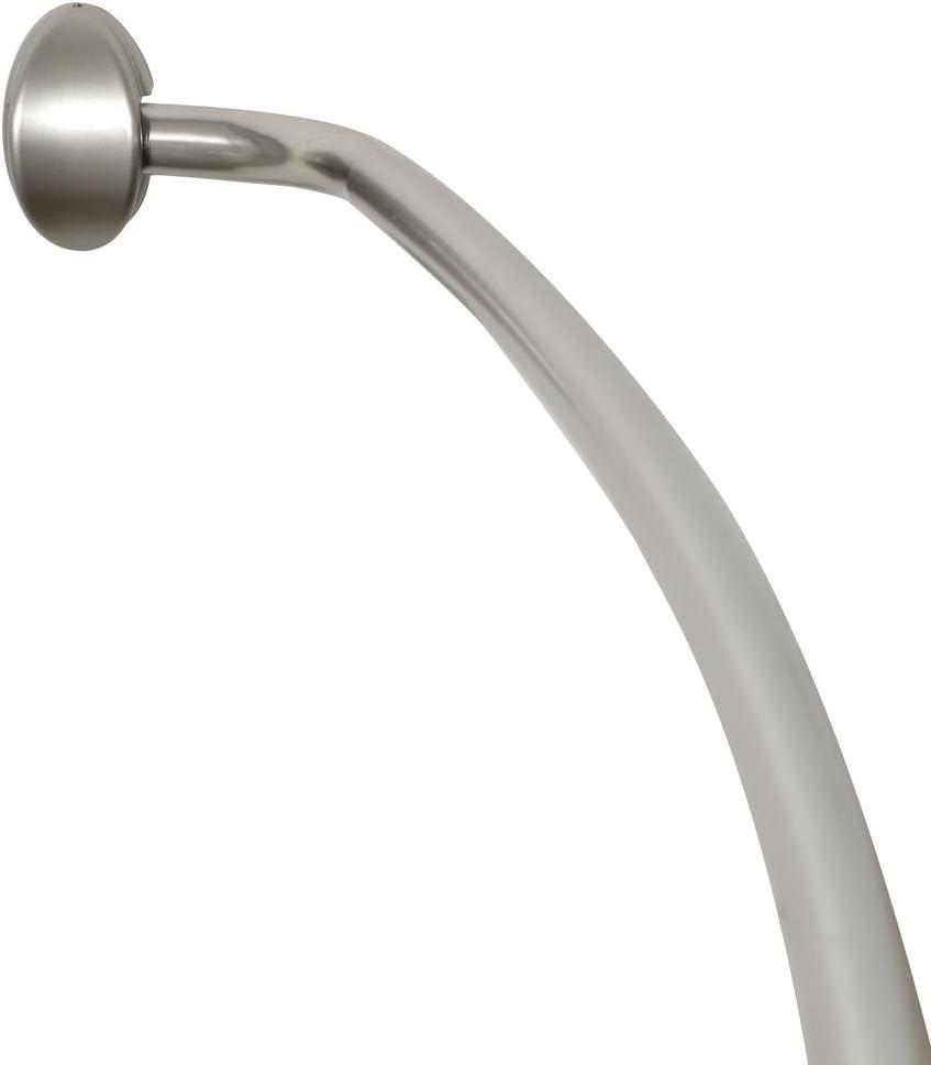 Adjustable Brushed Nickel Curved Shower Rod for 60-72 Inch Openings