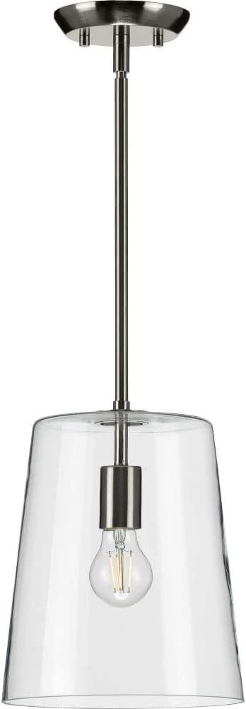 Progress Lighting, Clarion, 1-Light Pendant, Matte Black, Clear Glass Shade