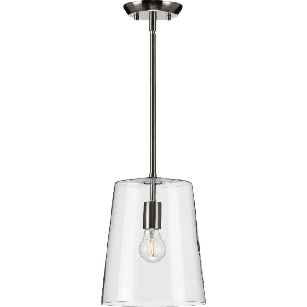 Progress Lighting, Clarion, 1-Light Pendant, Matte Black, Clear Glass Shade