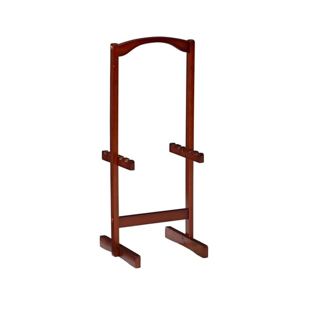 Brown Faux Marble and Rubberwood Folding Tray Table Set